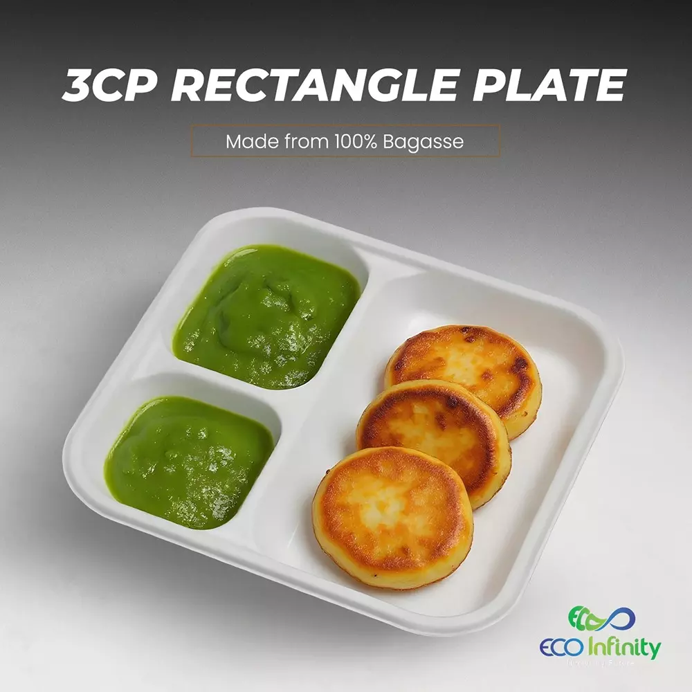 eco-infinity-3-compartment-sectioned-disposable-plate-rectengle-shape-white-sugarcane-bagasse-9-inch-2286-cm-size-for-serving-snack-dinner-foods-pack-of-25-pcs