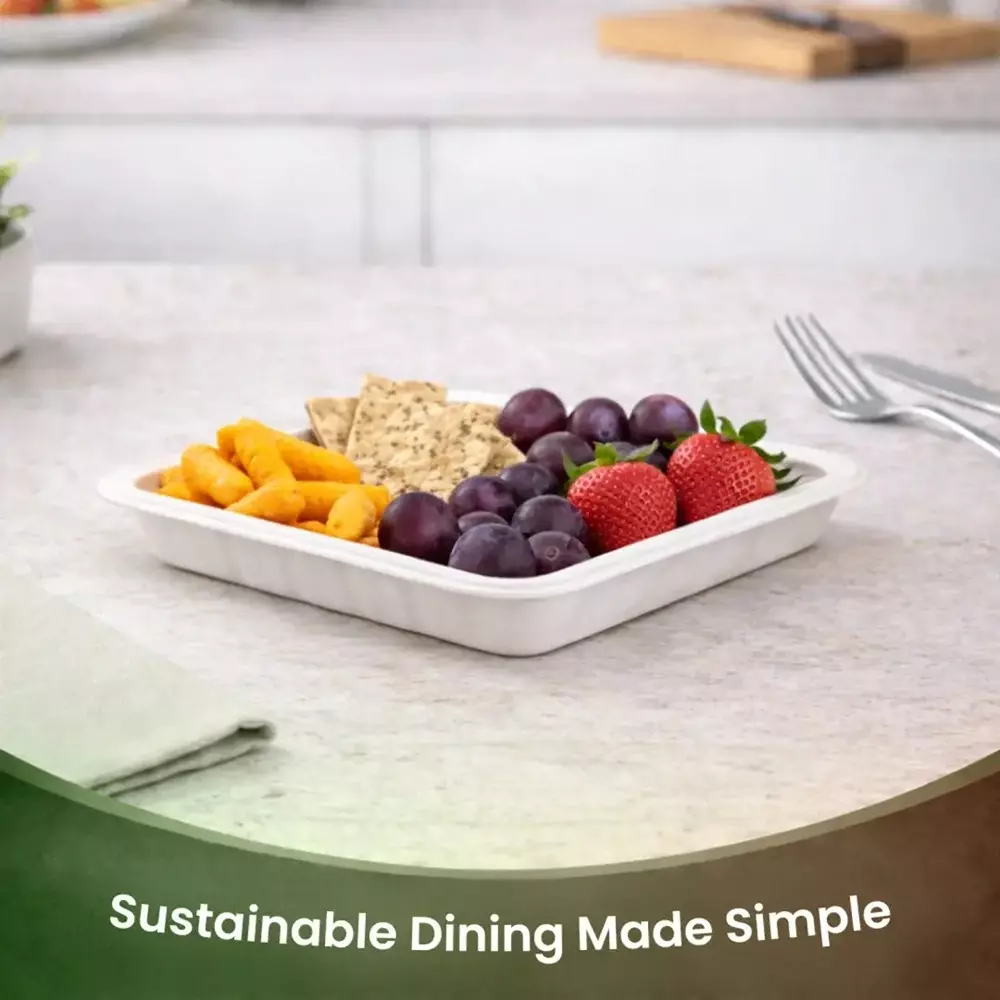 eco-aaroyaa-4d-grand-tray-sugarcane-bagasse-matte-finish-white-for-serving-snack-dinner-foods-pack-of-50-pcs
