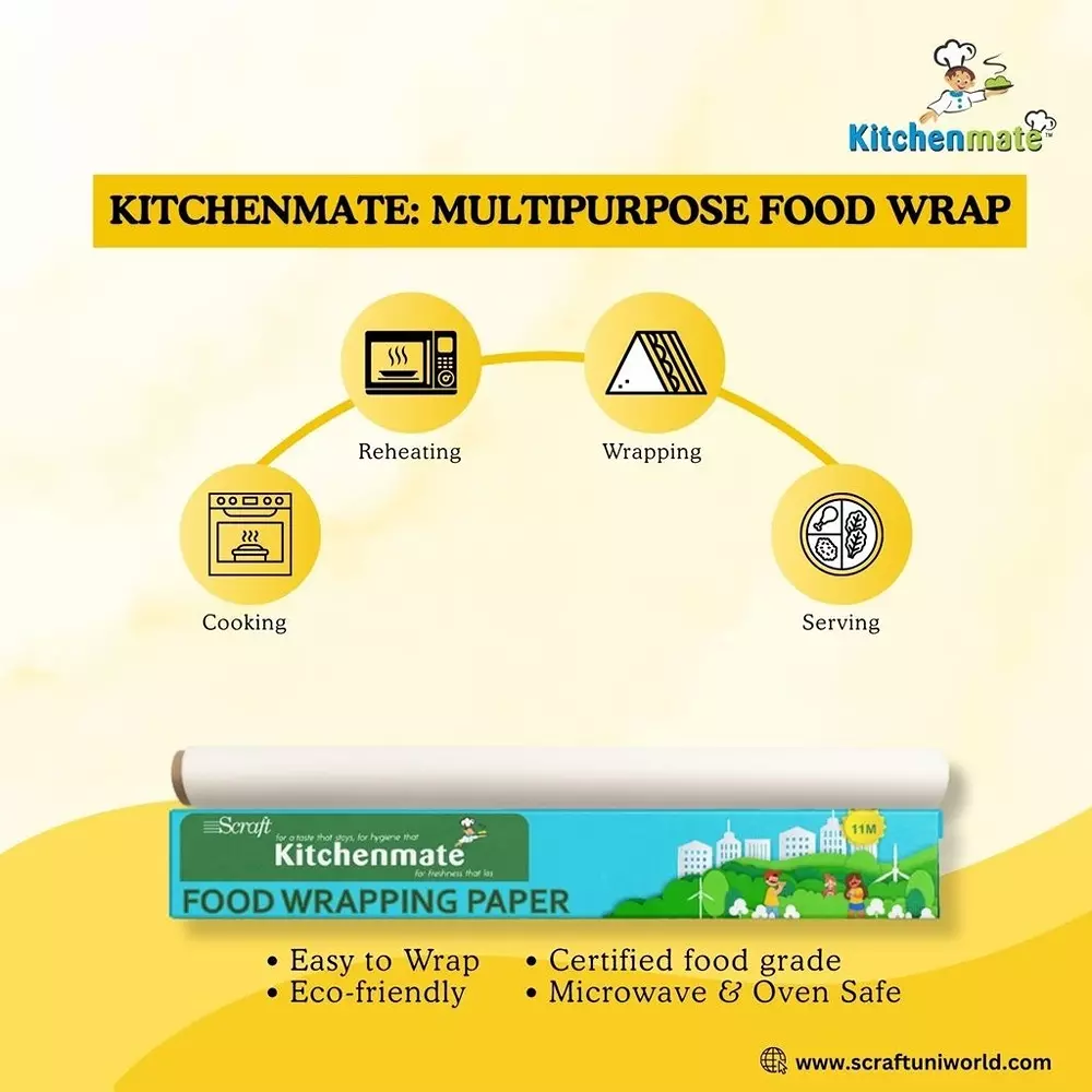 Kitchenmate Non-Sticky Food Wrapping Paper 25 m, White (Pack of 25 Box)