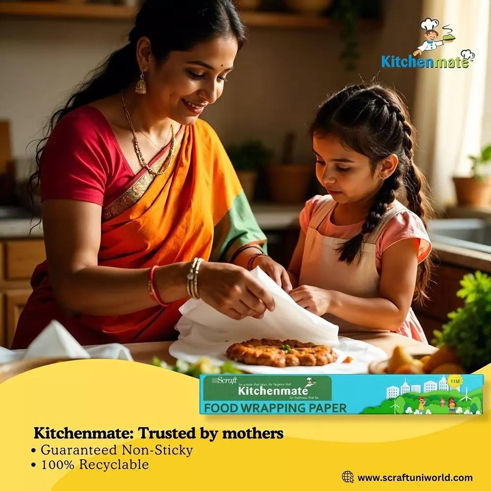 Kitchenmate Non-Sticky Food Wrapping Paper 9+2 m, White (Pack of 50 Box)