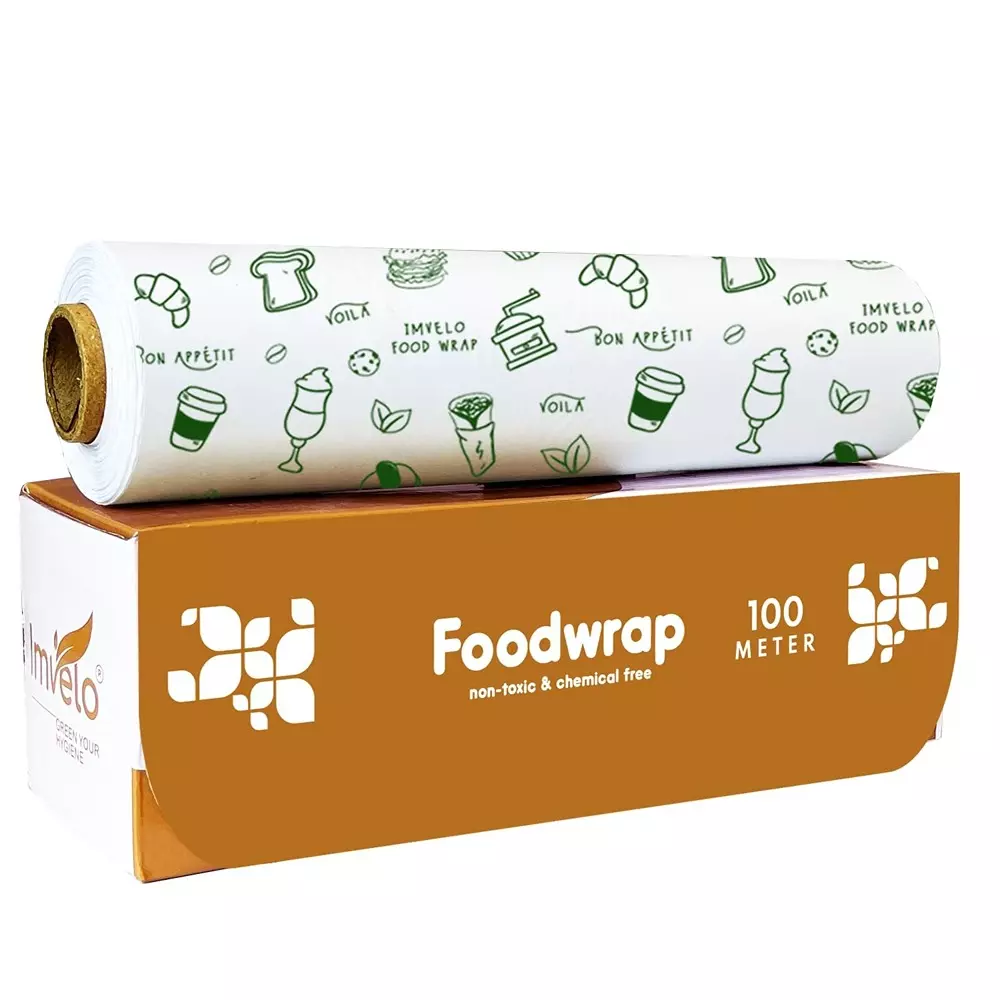 Imvelo Food Wrapping Paper Roll 100 m Length Non Stick Eco-Friendly White (Pack of 18 Rolls)