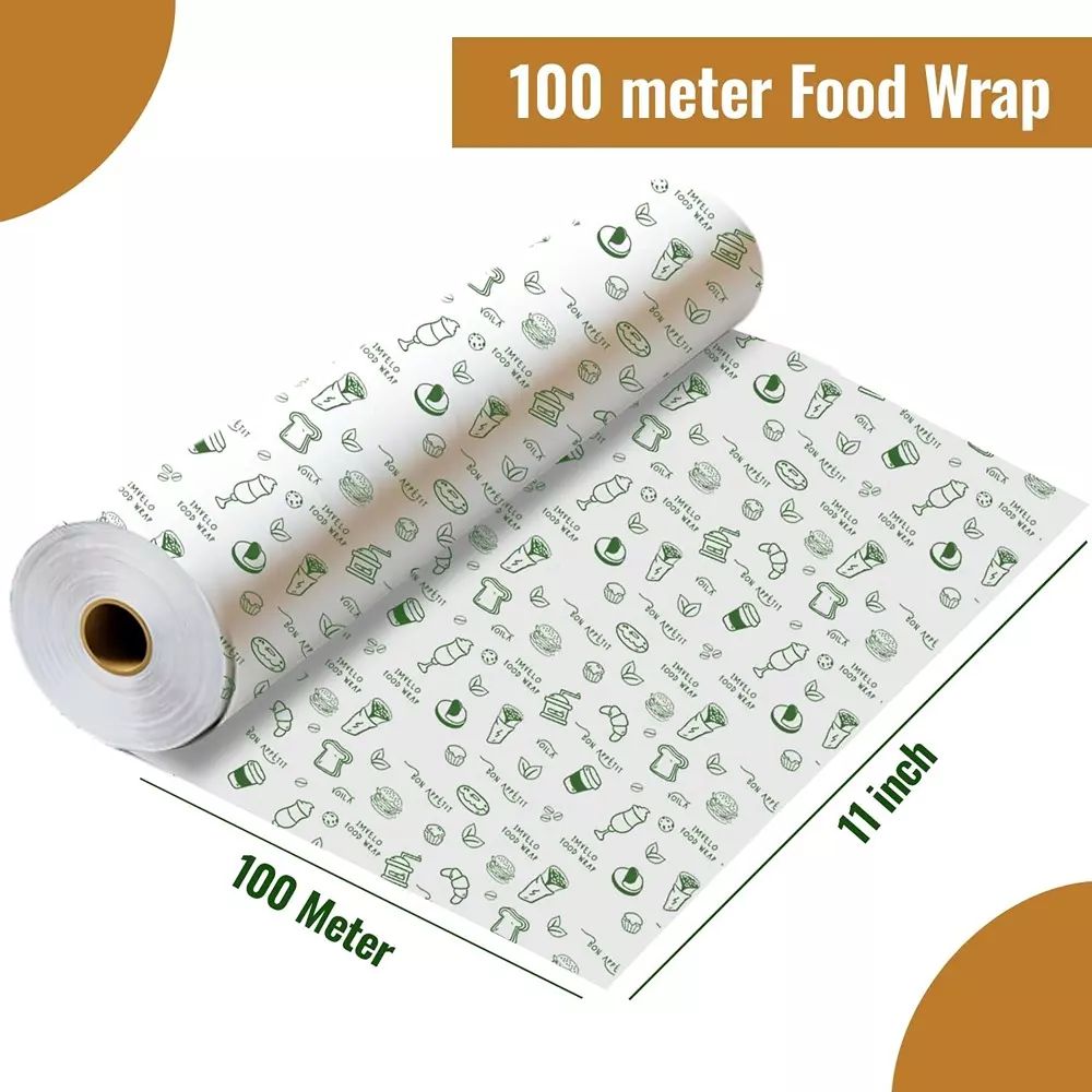 Imvelo Food Wrapping Paper Roll 100 m Length Non Stick Eco-Friendly White (Pack of 18 Rolls)