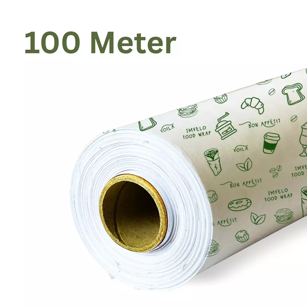 Imvelo Food Wrapping Paper Roll 100 m Length Non Stick Eco-Friendly White (Pack of 18 Rolls)