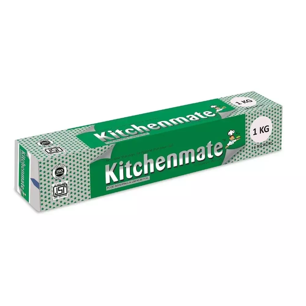 Kitchenmate Food Wrapping Aluminium Foil 1 Kg 11 Microns, Silver(Pack of 25 Box)