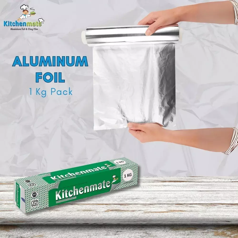 Kitchenmate Food Wrapping Aluminium Foil 1 Kg 11 Microns, Silver(Pack of 25 Box)