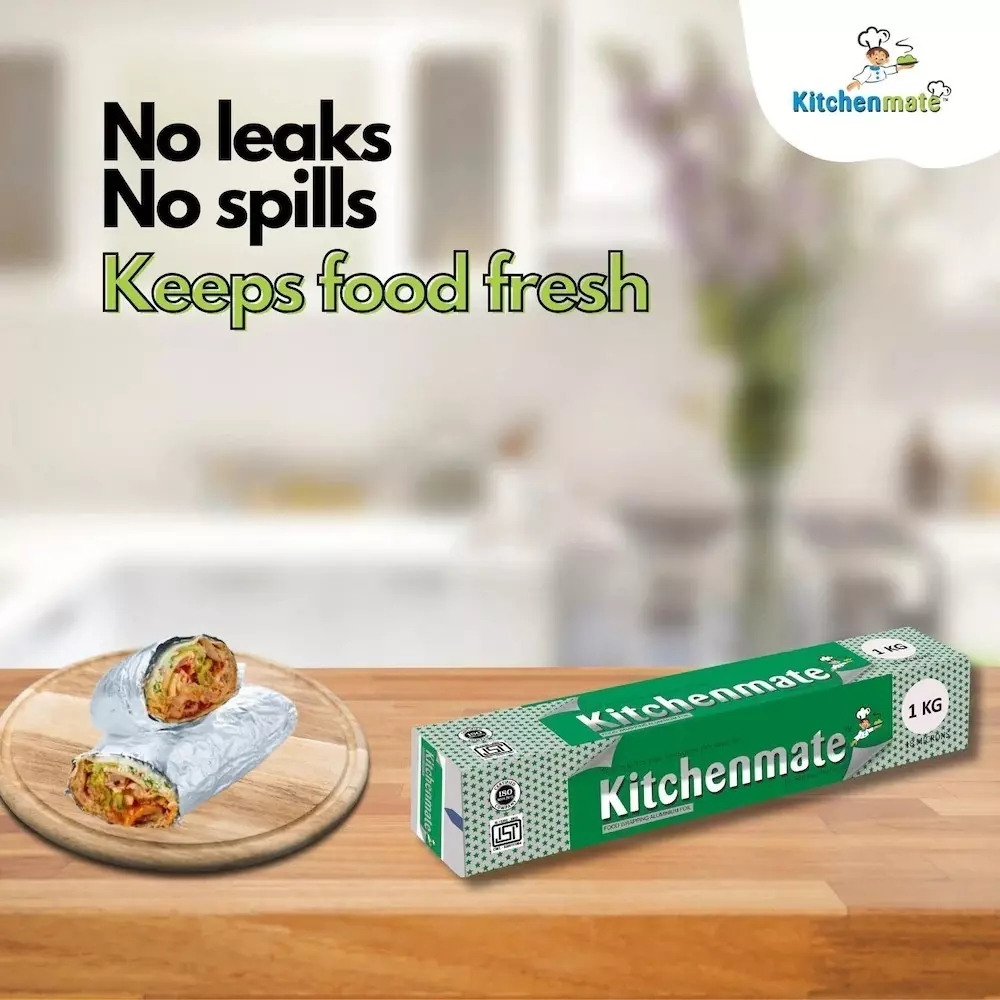 Kitchenmate Food Wrapping Aluminium Foil 1 Kg 11 Microns, Silver(Pack of 25 Box)