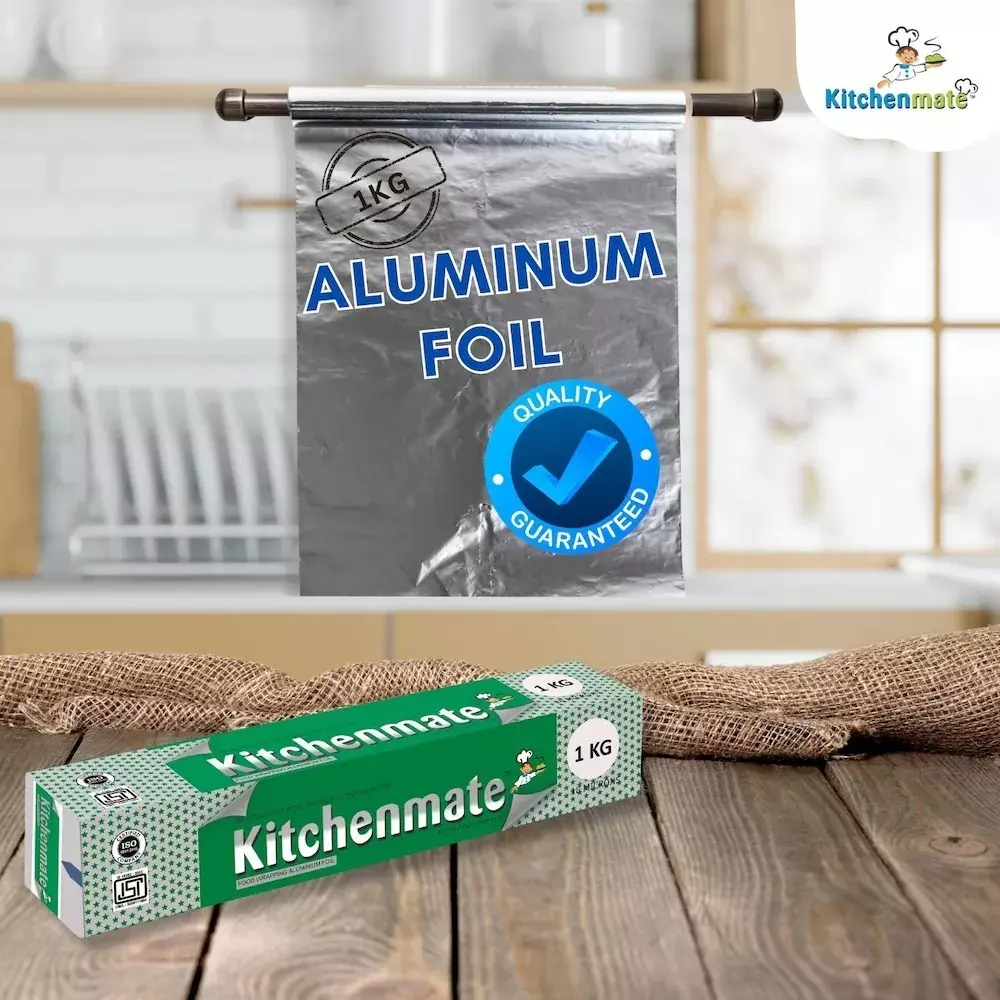 Kitchenmate Food Wrapping Aluminium Foil 1 Kg 11 Microns, Silver(Pack of 25 Box)