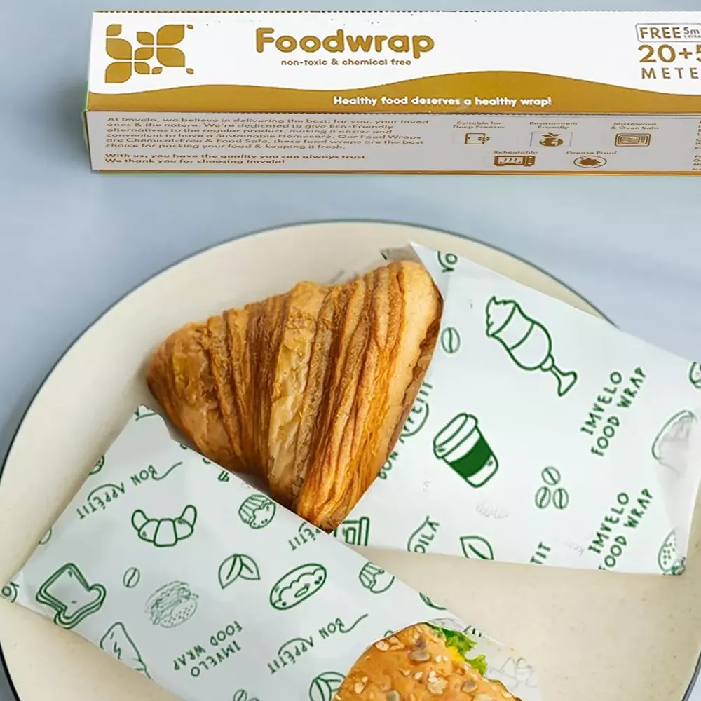 Imvelo Food Wrapping Paper Roll 25 m Length Non Stick, Oil Proof Butter Paper White (Pack of 49 Rolls)