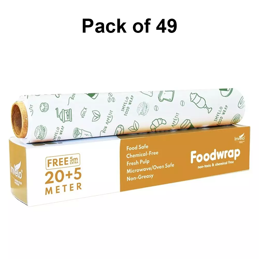 Imvelo Food Wrapping Paper Roll 25 m Length Non Stick, Oil Proof Butter Paper White (Pack of 49 Rolls)