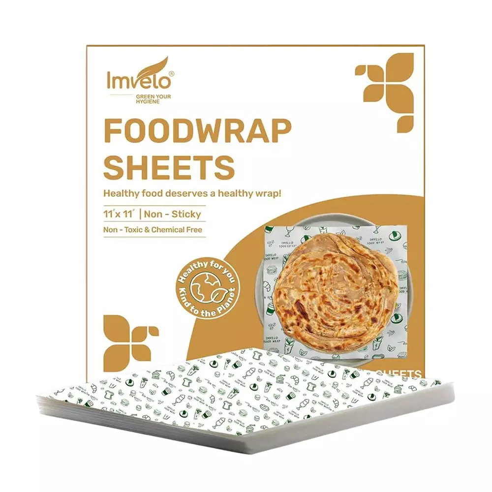 Imvelo 100 Sheets Each Food Wrapping Paper 11 x 11 Inch Eco-Friendly Food‑Safe Butter Paper Sheets White (Pack of 27 Packets)