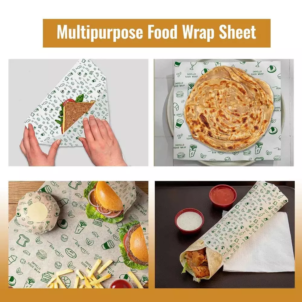 Imvelo 100 Sheets Each Food Wrapping Paper 11 x 11 Inch Eco-Friendly Food‑Safe Butter Paper Sheets White (Pack of 27 Packets)