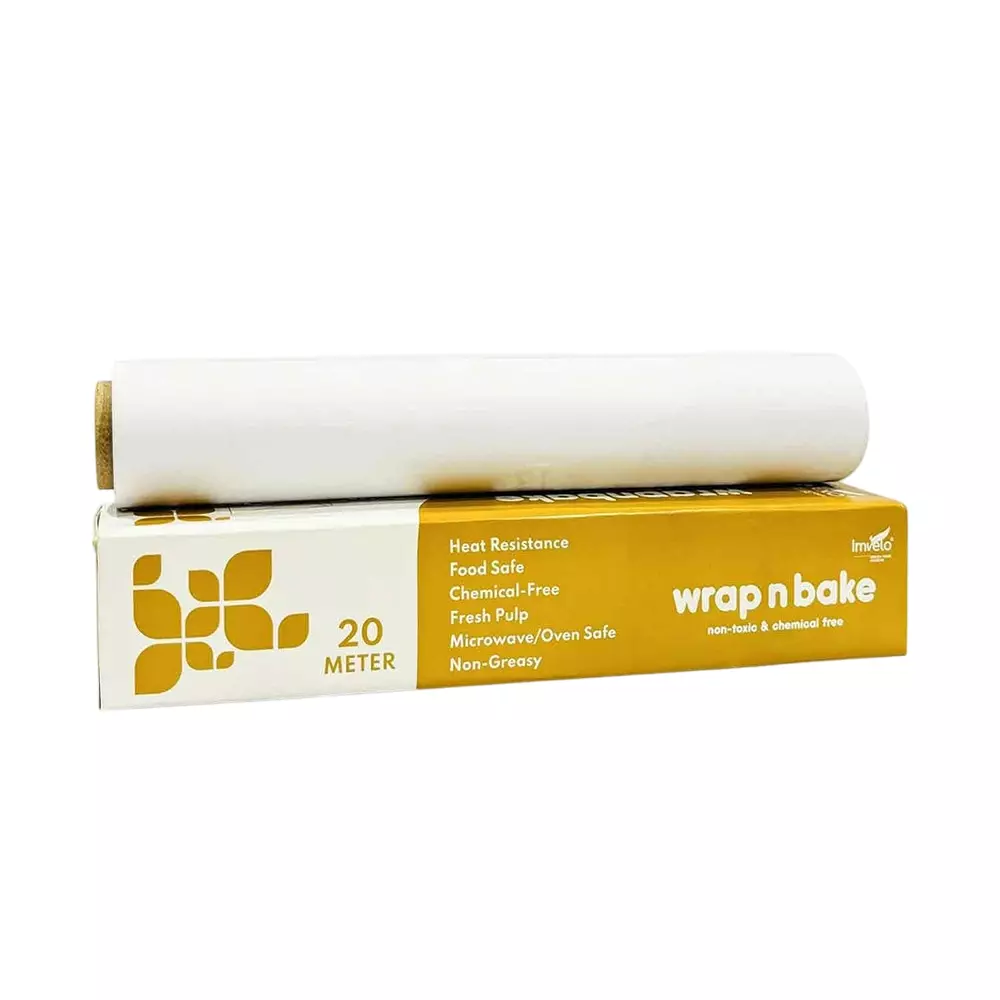 Imvelo Wrapping n Baking Paper Roll 20 m Length Eco-Friendly White (Pack of 49 Rolls)