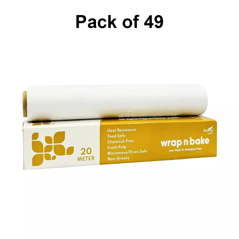 Imvelo Wrapping n Baking Paper Roll 20 m Length Eco-Friendly White (Pack of 49 Rolls)