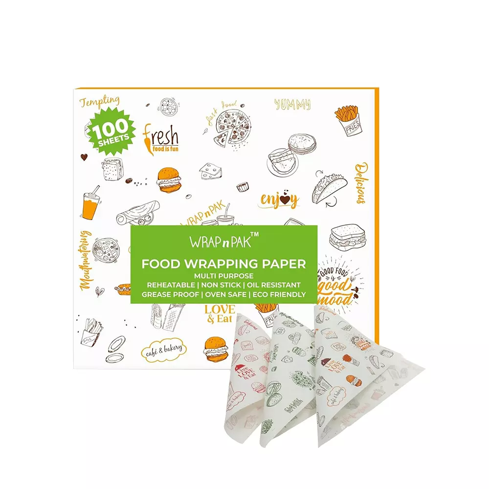 WRAP n PAK Wrapping Paper 100 Sheets Twin Tone 11x12 Inch (27.94x30.48 cm) Reheatable, (Pack of 40 Pcs)
