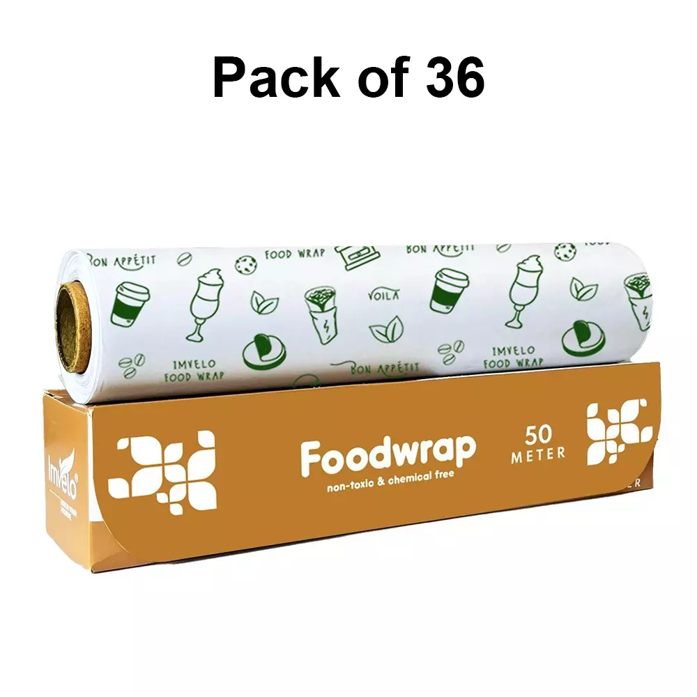 Imvelo Food Wrapping Paper Roll 50 m Length Eco-Friendly Non Stick White (Pack of 36 Rolls)