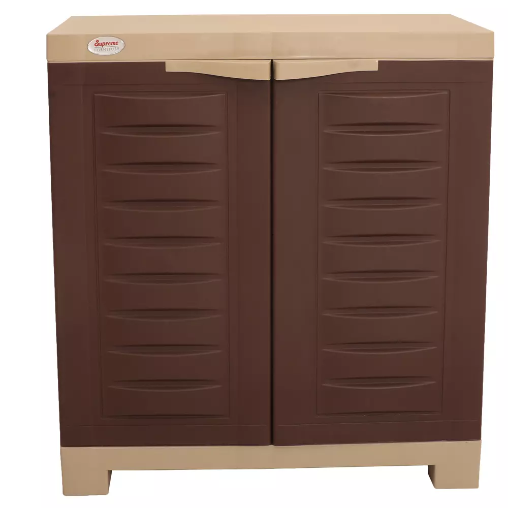 Supreme Storage Cabinet Paneled Hinged 2 Doors, Globus Brown and Dark Beige