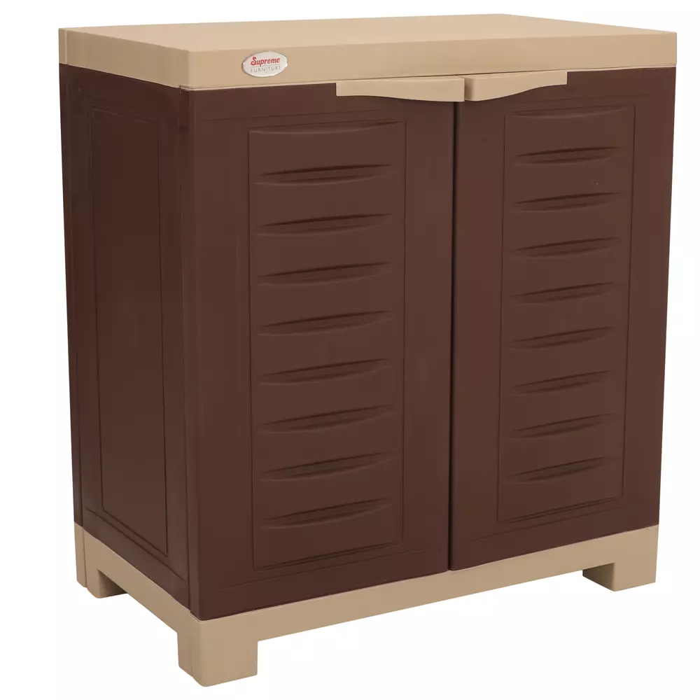 Supreme Storage Cabinet Paneled Hinged 2 Doors, Globus Brown and Dark Beige