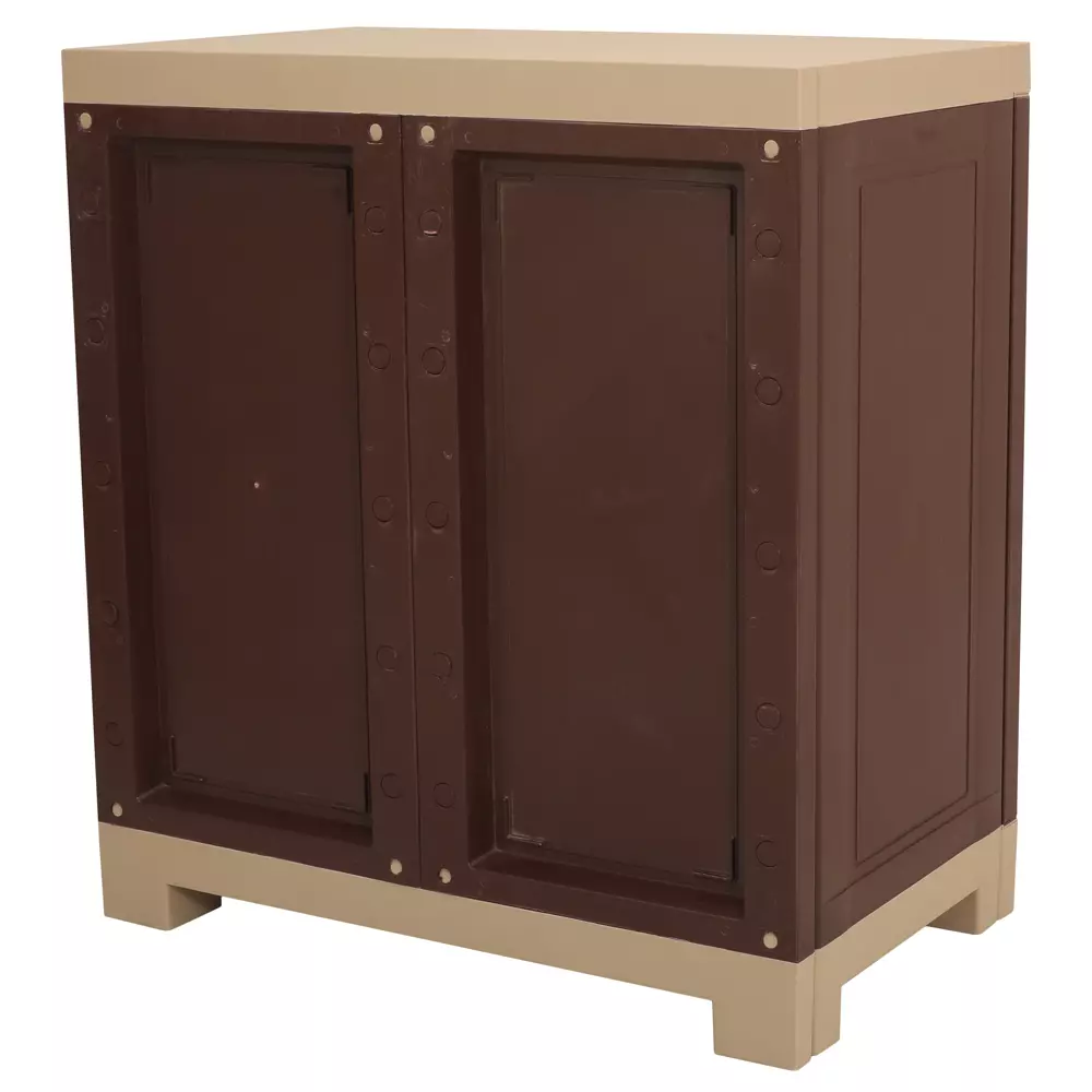 Supreme Storage Cabinet Paneled Hinged 2 Doors, Globus Brown and Dark Beige