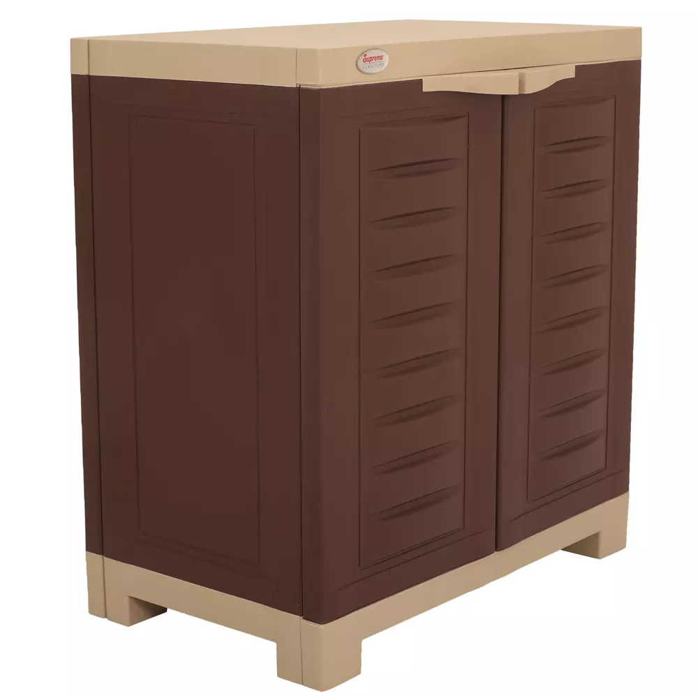 Supreme Storage Cabinet Paneled Hinged 2 Doors, Globus Brown and Dark Beige