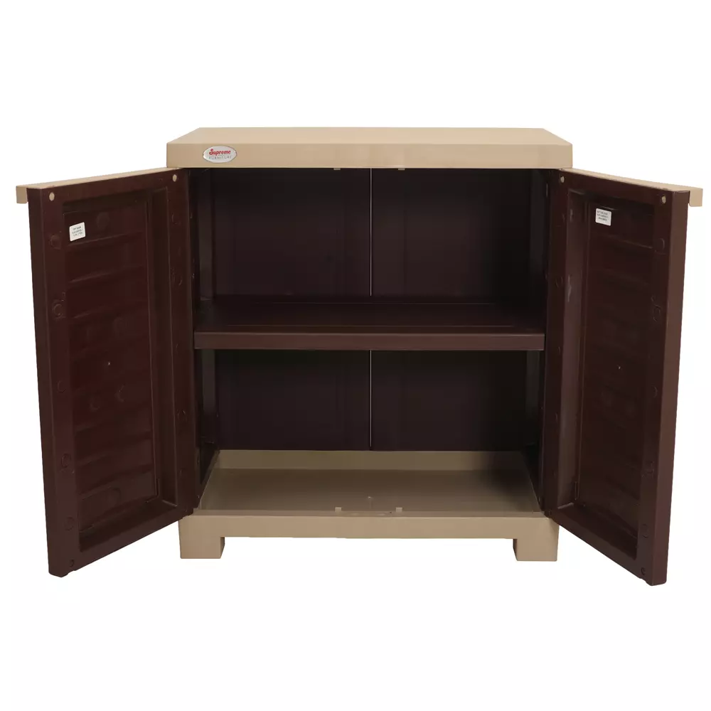 Supreme Storage Cabinet Paneled Hinged 2 Doors, Globus Brown and Dark Beige