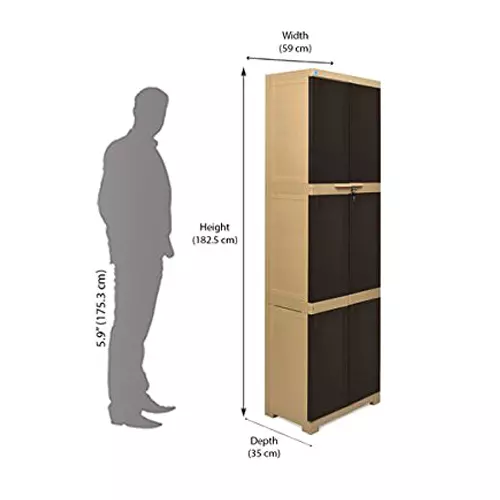 Nilkamal Freedom Mini Large Storage Cabinet (Weather Brown/ Biscuit)