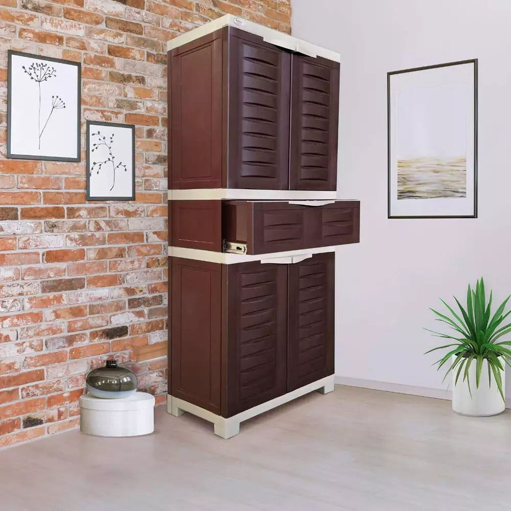 SUPREME Fusion-02 MDR 1 Center Drawer Cabinet Storage Rectangular Brown & Beige Standard 17 Kg
