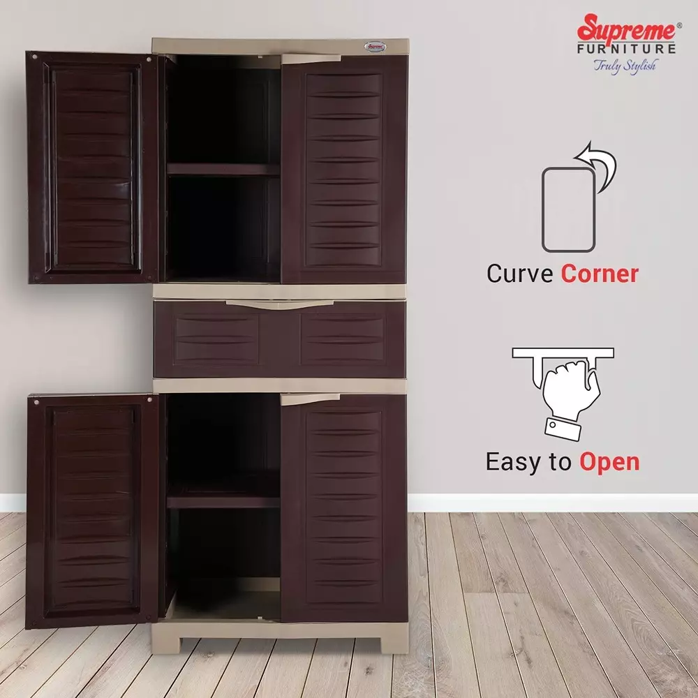 SUPREME Fusion-02 MDR 1 Center Drawer Cabinet Storage Rectangular Brown & Beige Standard 17 Kg