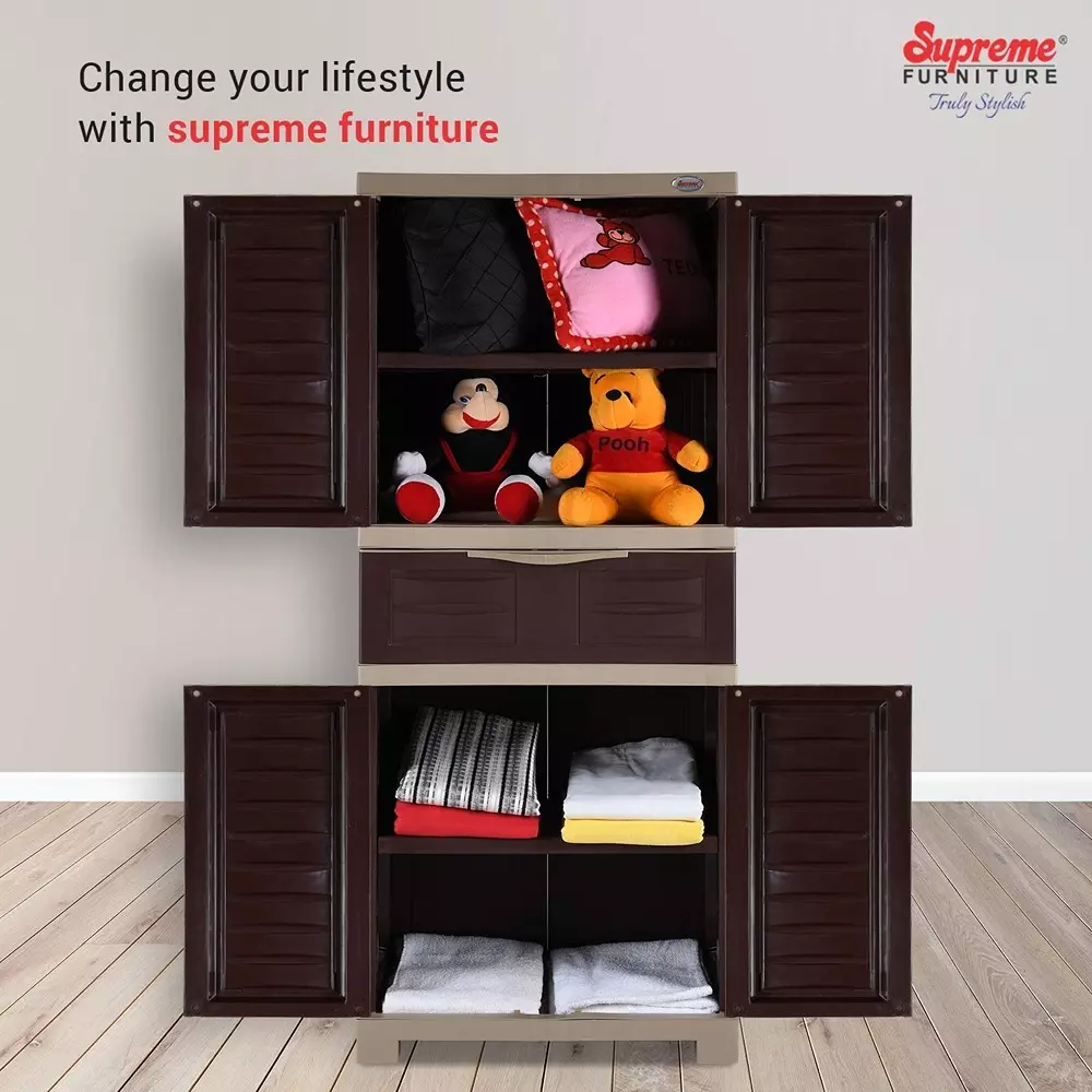 SUPREME Fusion-02 MDR 1 Center Drawer Cabinet Storage Rectangular Brown & Beige Standard 17 Kg