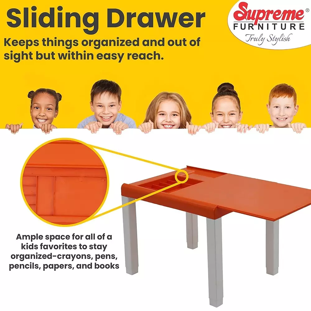 SUPREME Zeta Study Table With Storage 810.26 mm (31.9 inch) Depth Plastic Orange-White
