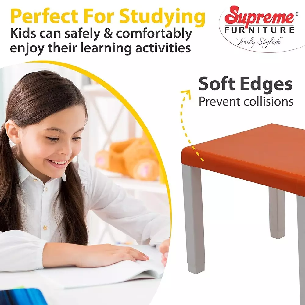 SUPREME Zeta Study Table With Storage 810.26 mm (31.9 inch) Depth Plastic Orange-White
