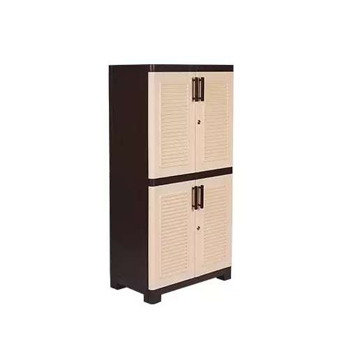 Italica 4 Feet (121.92 cm) Plastic Storage Cabinet Brown and Almond Color, 5514