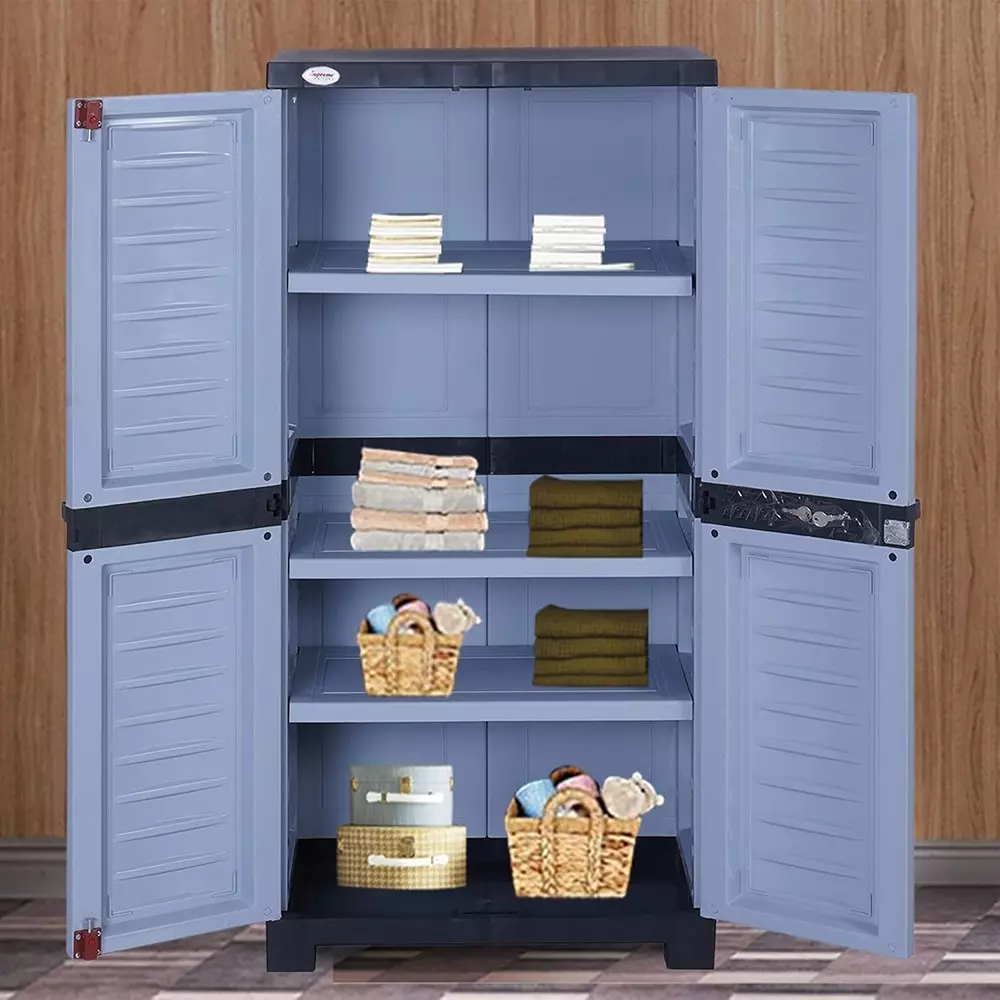 SUPREME Fusion-02 3 Shelves Cabinet Rectangular Charcol & Sky Grey Medium 11.19 Kg