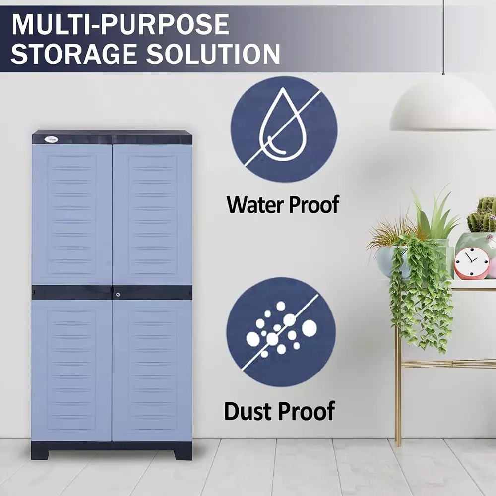 SUPREME Fusion-02 3 Shelves Cabinet Rectangular Charcol & Sky Grey Medium 11.19 Kg
