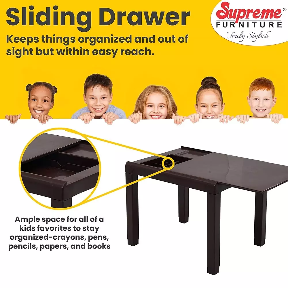 SUPREME Zeta Study Table With Storage 810.26 mm (31.9 inch) Depth Plastic Globus Brown