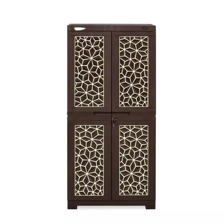 Nilkamal Freedom Mini Medium (FMM) Star Plastic Storage Cabinet Weathered Brown & Biscuit Color