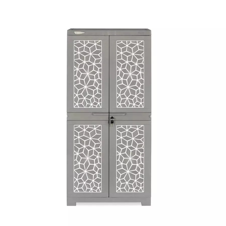 Nilkamal Freedom Mini Medium (FMM) Star Plastic Storage Cabinet Haze Grey & Milky White Color