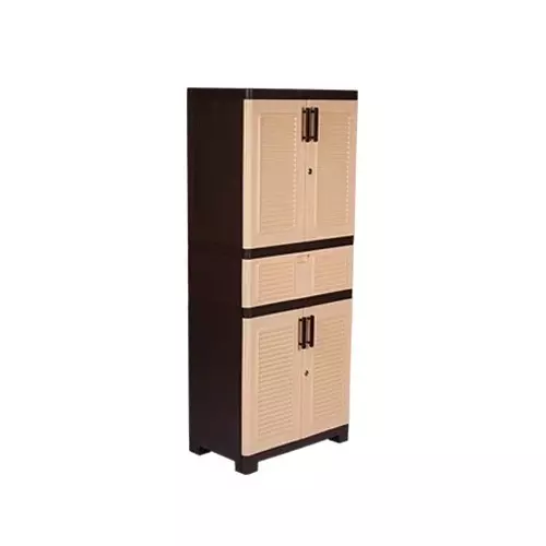 Italica 4 Feet (121.92 cm) Drawer Plastic Storage Cabinet Brown and Biscuit Color, 5514DR