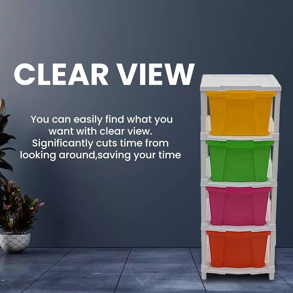 SUPREME Chest Trolly Storage 4 Drawers Virgin Plastic Legs Multicolor 3.5 Kg