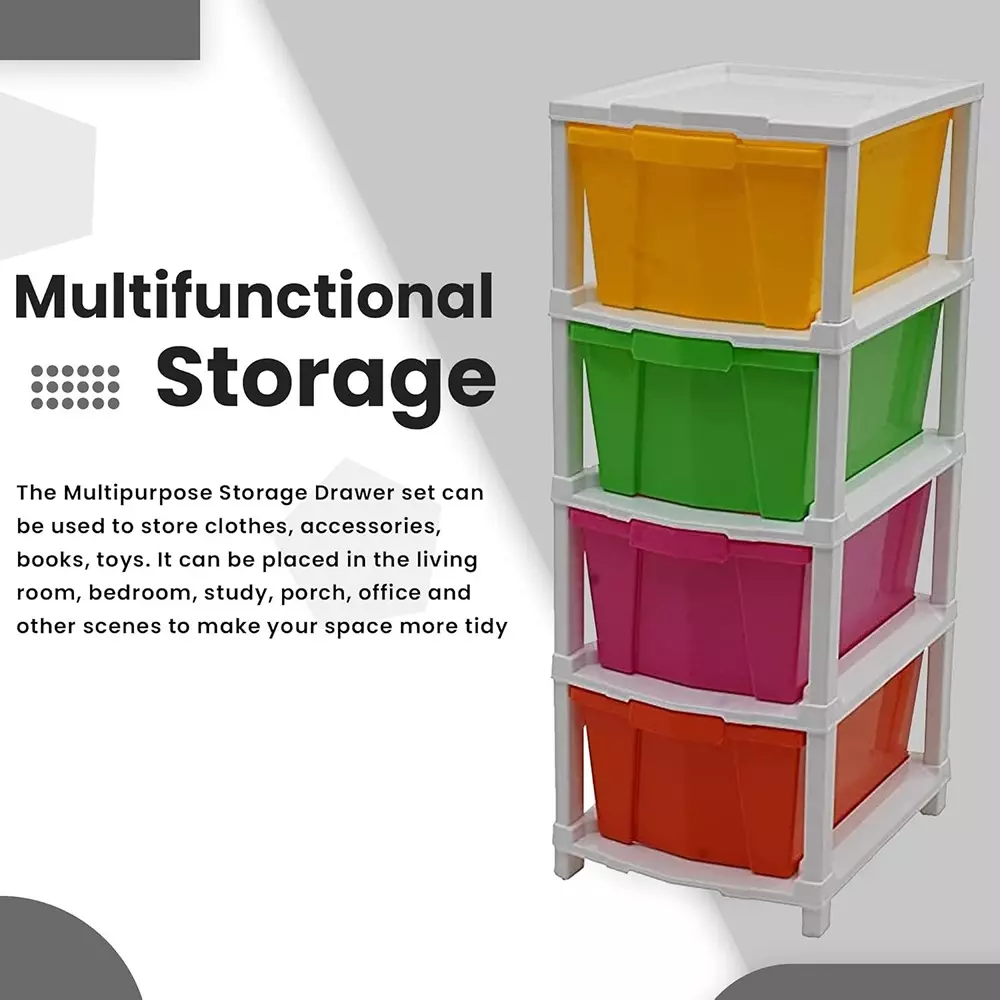 SUPREME Chest Trolly Storage 4 Drawers Virgin Plastic Legs Multicolor 3.5 Kg
