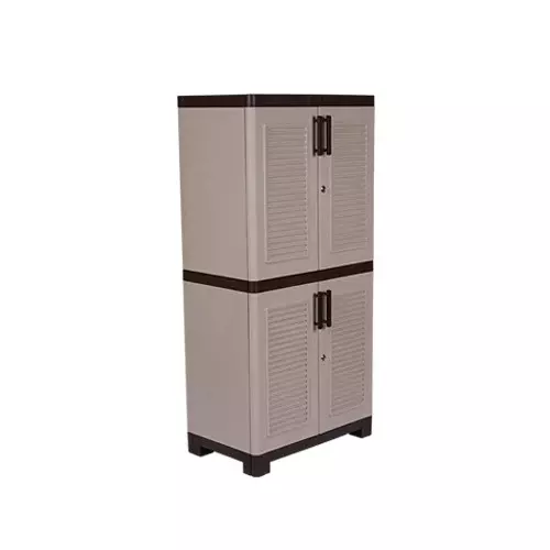 Italica 4 Feet(121.92 cm) Plastic Storage Cabinet Brown and Biscuit Color, 5514