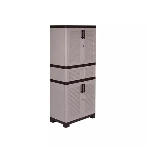 Italica 4 Feet (121.92 cm) Drawer Plastic Storage Cabinet Brown and Almond Color, 5514DR