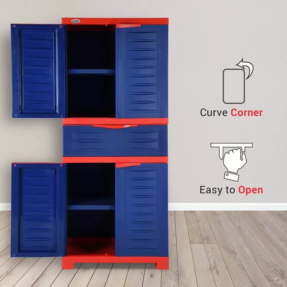 SUPREME Fusion-02 MDR 1 4 Shelves Center Drawer Cabinet Storage Rectangular Coke Red & Blue 13.56 Kg
