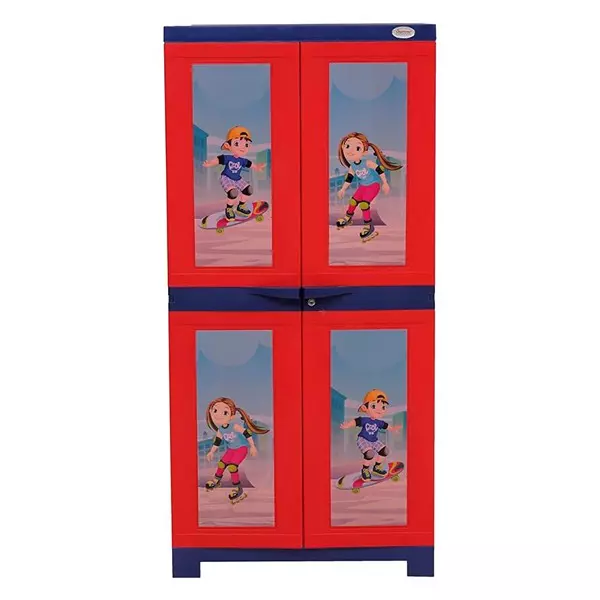 SUPREME Fusion 3 Shelves Cabinet Rectangular C.Red & P.Blue 13.24 Kg