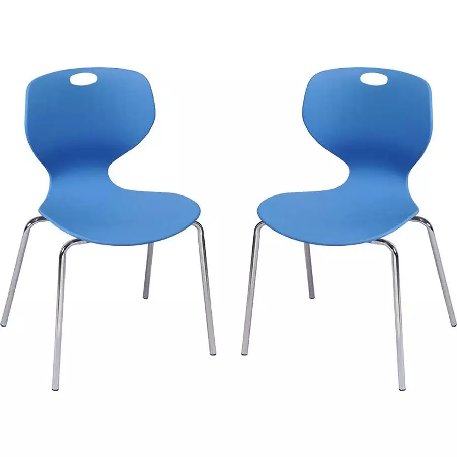 Swagath Chair Armless Meduim Back Style Plastic Light Blue for Indoor, Outdoor & Cafeteria Use, BLOOM SS-L-LBL-2 (Pack of 2 Pcs)