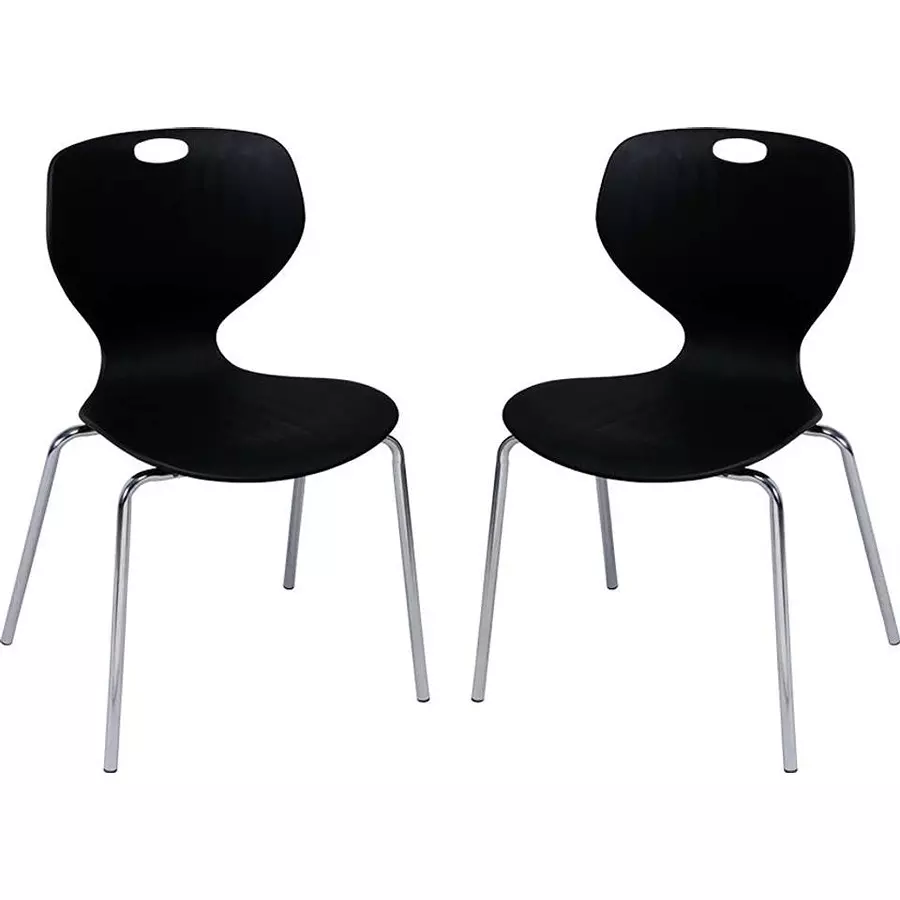 Swagath Chair Armless Meduim Back Style Plastic Black for Indoor, Outdoor & Cafeteria Use, BLOOM SS-L-BK-2 (Pack of 2 Pcs)