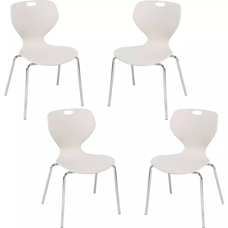 Swagath Chair Armless Meduim Back Style Plastic White for Indoor, Outdoor & Cafeteria Use, BLOOM SS-L-WH-4 (Pack of 4 Pcs)