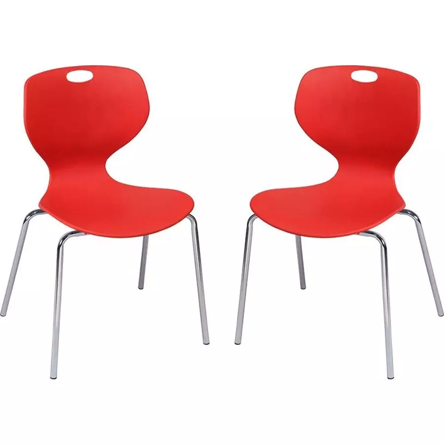 Swagath Chair Armless Meduim Back Style Plastic Red for Indoor, Outdoor & Cafeteria Use, BLOOM SS-L-BR-2 (Pack of 2 Pcs)