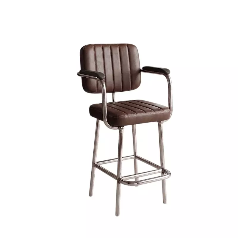 Activa Chef Premium Bar Stool Chair with Armrest or Footrest Medium Back Upholstered Leatherette Coffee for Hotels & Restaurants