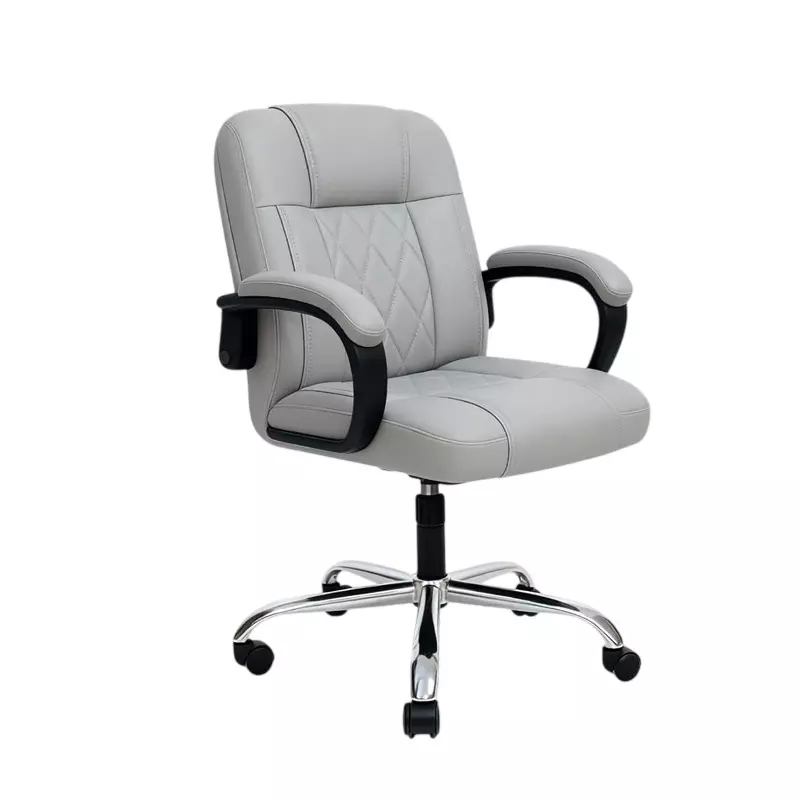 Activa Galaxy Ergonomic Chair with Padded Seat & Arm Rest Medium Back Leatherette Grey for Home & Office Use