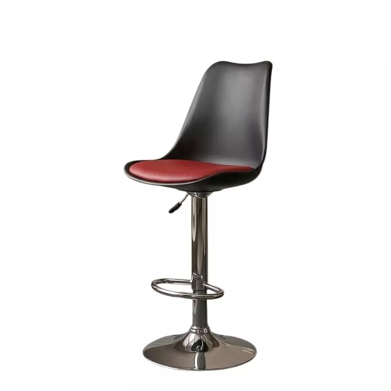 Activa Rapid Bar Stool Chair with Padded Seat & Footrest Low Back Polyester Black & Red for Kitchen, Home, Bar & Cafe